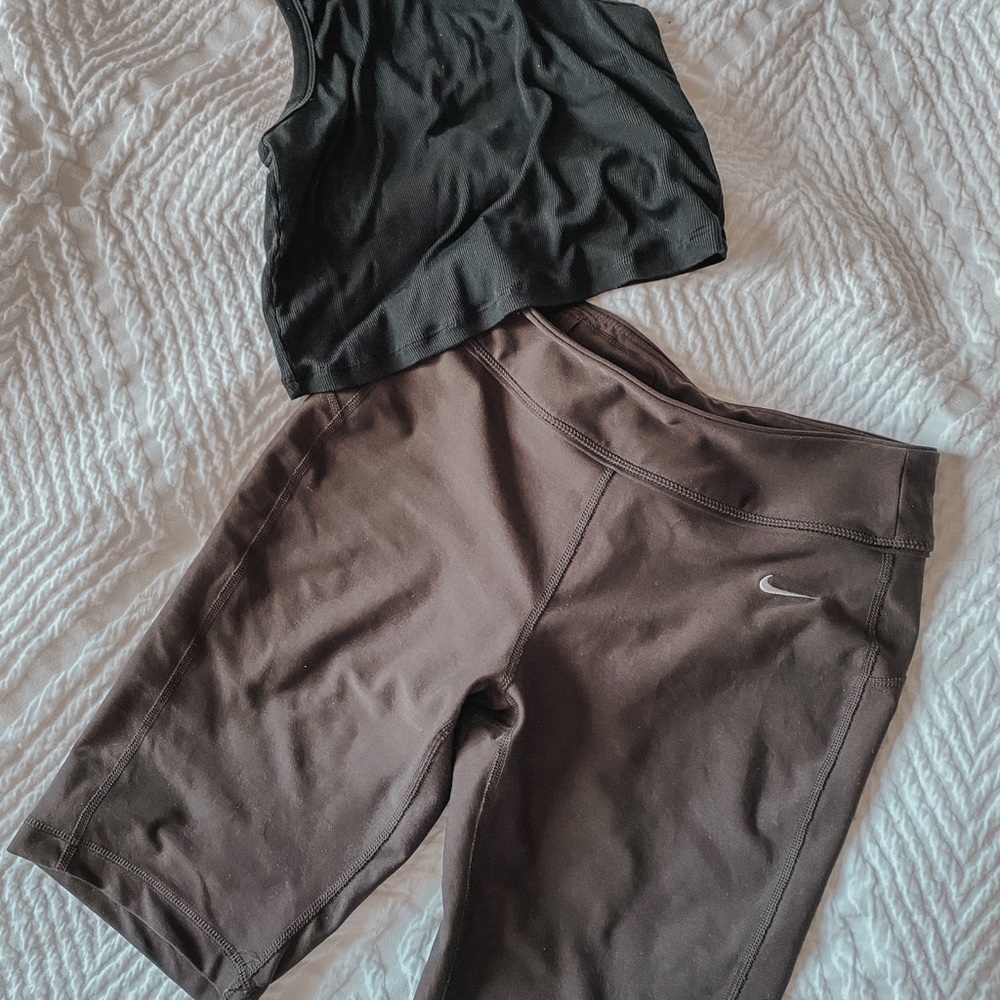 Brown nike biker shorts